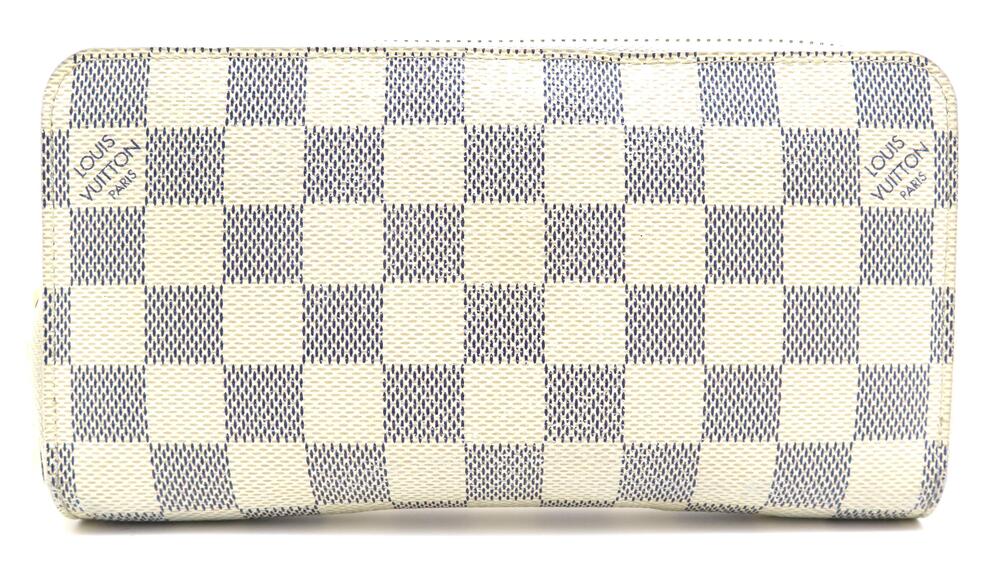 LOUIS VUITTON Zippy Wallet Damier Azur White Zip Long